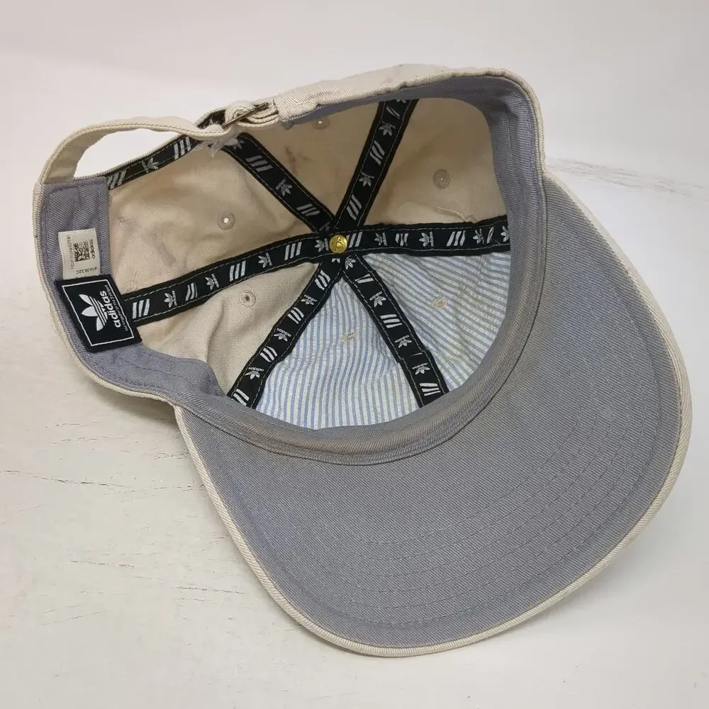 Adidas Baseball Cap Beige One Size Trefoil Embroidered Logo Slideback Hat